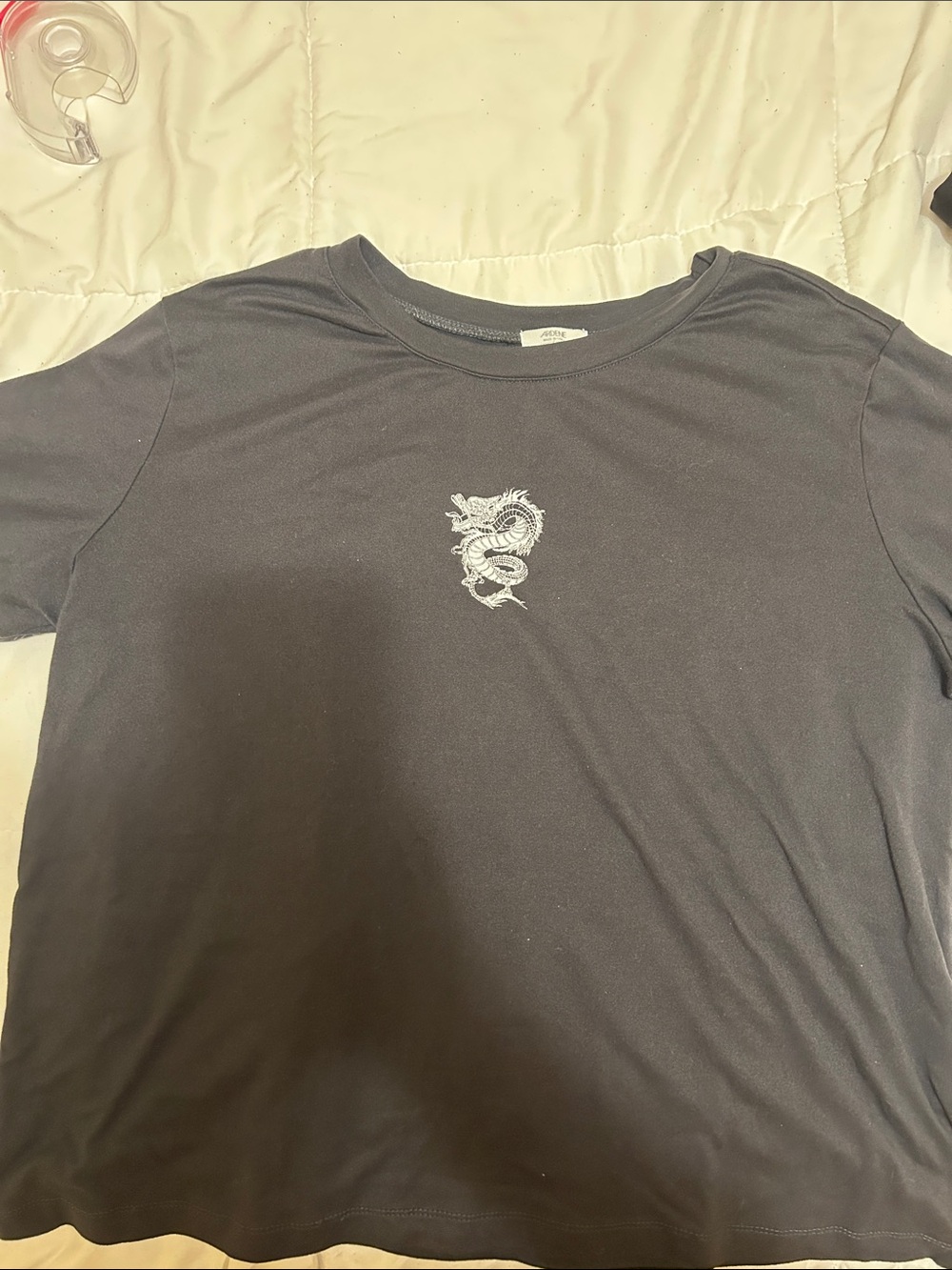 Ardene Black Crewneck Tee with White Brand Tag